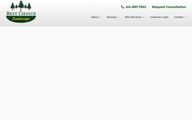 Screenshot of the Best Choice Landscape homepage as it appeared on 2026-09-08, captured at desktop width.