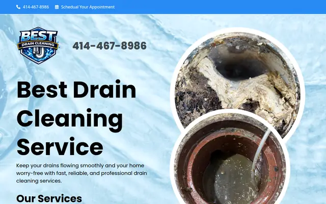 Screenshot of the Best Drain Cleaning LLC homepage as it appeared on 2026-09-08, captured at desktop width.