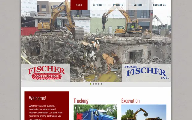 Screenshot of the Fischer Construction, LLC homepage as it appeared on 2026-09-08, captured at desktop width.